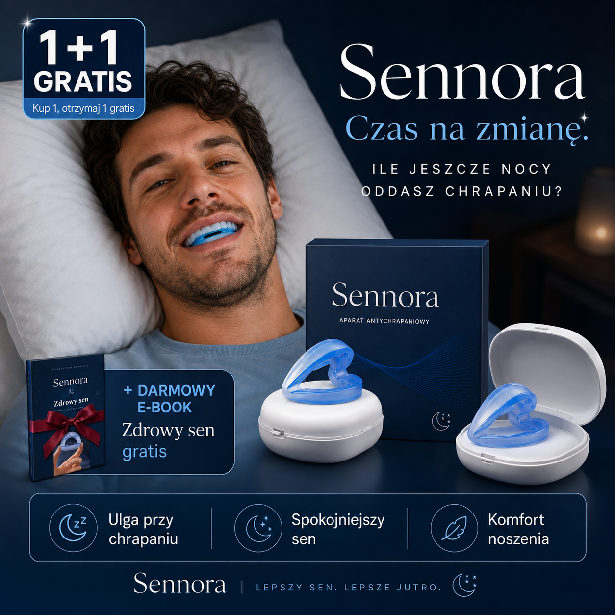 Sennora - Nakładka przeciw chrapaniu. Twoja ulga od pierwszej nocy.